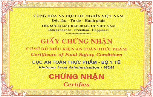 Thủ tục cấp giấy phép an toàn vệ sinh thực phẩm